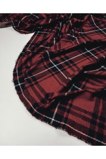 Knitted in Black, Red, and Ecru Colors Width: 140cm
