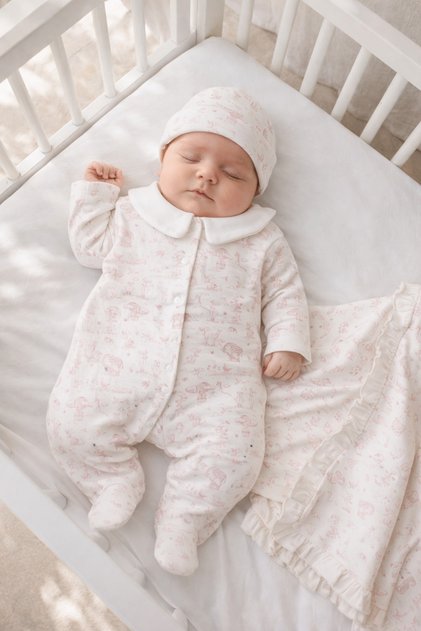 Desire Patterned Self-Gloved 3-Piece Organic Hospital Discharge Set for Newborns
