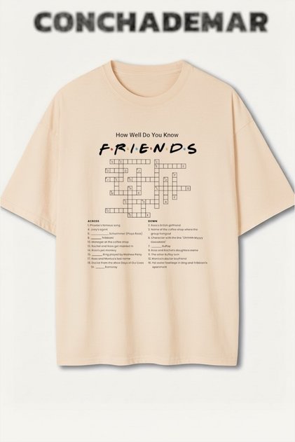 Friends Puzzle Printed Premium Oversized Cotton Piece T-Shirt