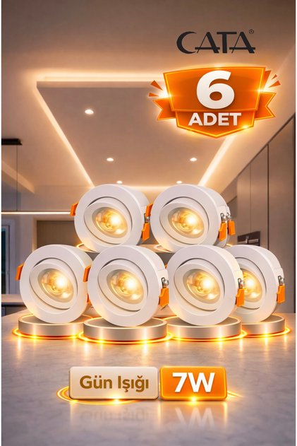 CT-5204 6 Adet Led Spot 7W Spot Armatür GÜNIŞIĞI