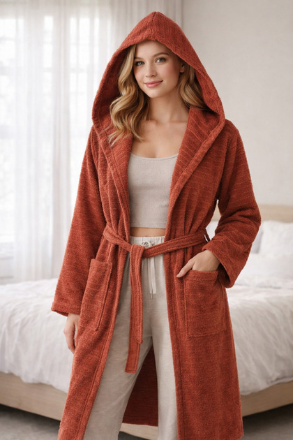 Women's Dressing Gown – Pack of Belt Pieces, Pocketed Colors, Soft Texture – Available in Large Sizes from Sm to 3XL