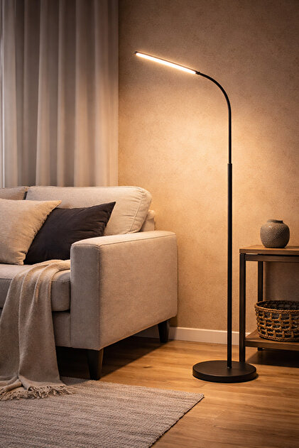 Lampă de Podea Curbată 9W, USB, Înălțime Reglabilă 180-210 cm, 3 Culori Lumină 3000K/4000K/6500K