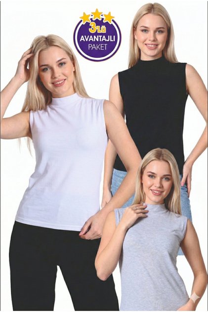 Women's Zero Sleeve Fishmen Collar Badi T-Shirt Economic Pack of 3