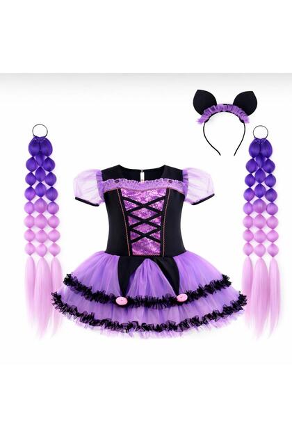 Kuromi Costume Square Collar,Witch Costume Prom Costume Hair and Crown
