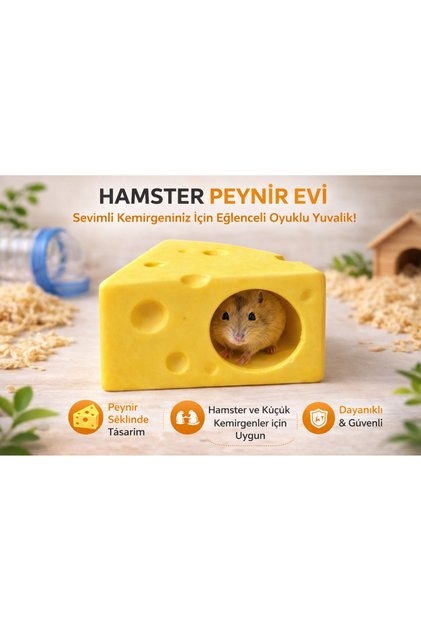 Hamster Peynir Evi – Kemirgen Kafes Yuvalık, Saklanma ve Dinlenme Alanı, Dekoratif Oyuncak
