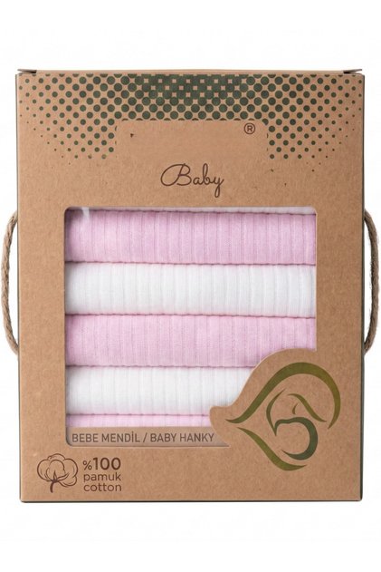 7-Piece 100% Cotton Baby Mouth Wipes – Pink & White Boxed Gift Set