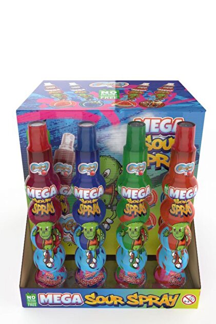 Pofika Mega Sour Sprey Candy Ekşi Şeker Karpuz,Kola,Çilek,Ahududu