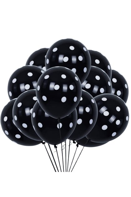 Siyah Puantiyeli Balon 5 Adet Doğum Günü Parti Süsleme