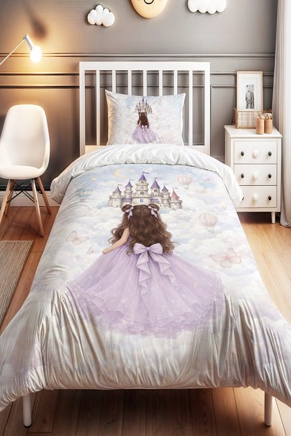 Fairy Tale Castle Patterned Single Baby Kids Bedding Set