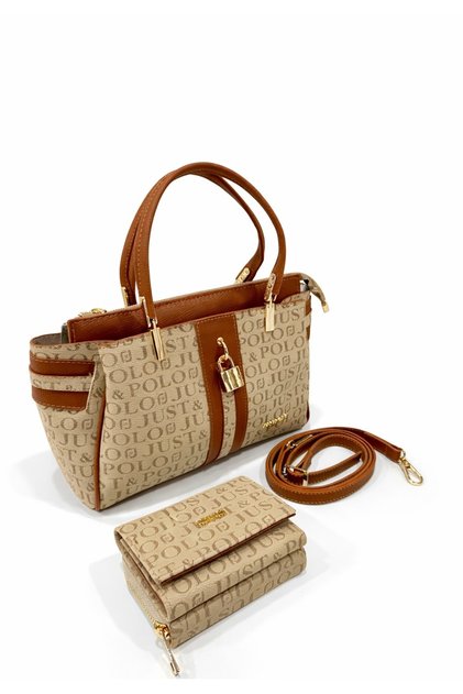 Women's Luxury Handbag & Shoulder Bag Gold Detailed Special Design Bag and Compatible Wallet 22X28 cm