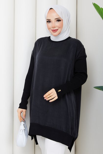 Women's Sleeves Corded Fabric Mercerized Silk Kupra Knitwear Tunic