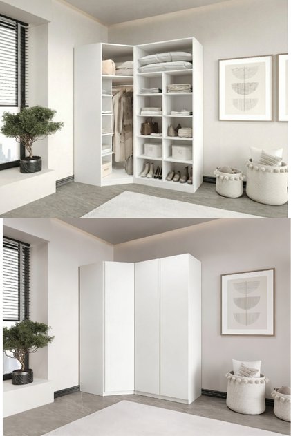 Mira modüllü köşe 3 MDF KAPAKLI %100 MDF(KURULUM DAHİL)