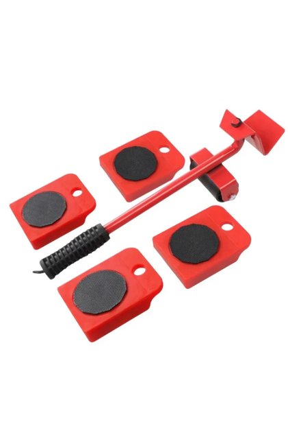 Kit Transport Mobilier și Electrocasnice cu Cric Metalic și 4 Suporturi Antiderapante