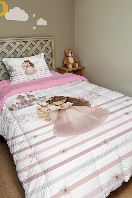Unicorn Fairy Tale Princess Patterned Single Duvet and Pillowcase