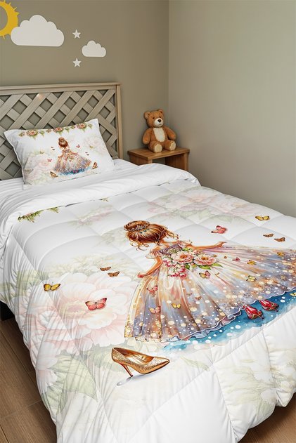 Butterfly Princess Patterned Single Duvet and Pillowcase