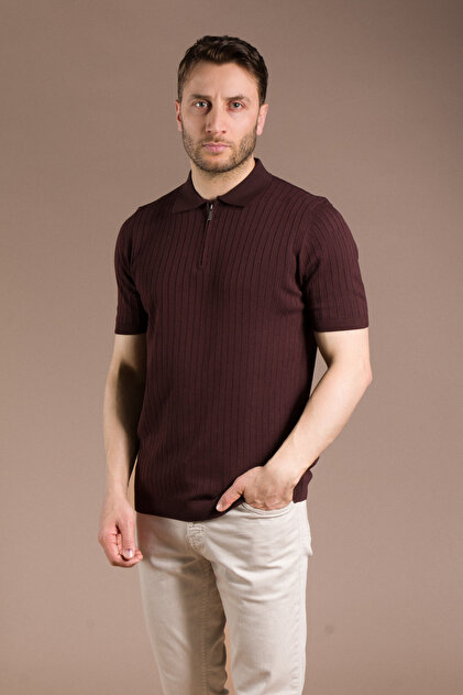 Men's Brown Knitwear T-Shirt