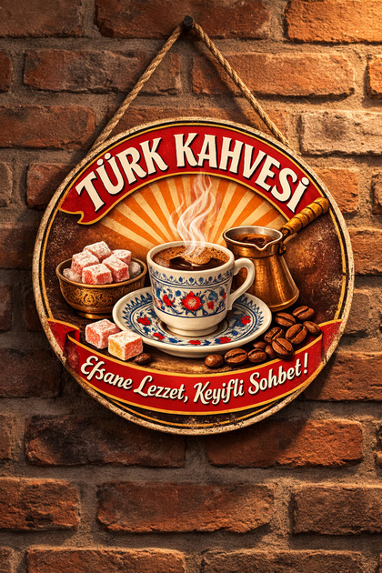 Cafea turcească, cafea retro, ornament decorativ pentru ușă, panou din lemn, semn decorativ nr. 7 pentru cafenea și restaurant