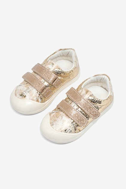 Girl's Gold First Step Stone-Studded Comfortable Fit Sneaker