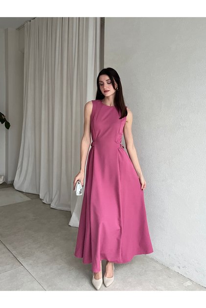Double Set of Pocketed and Belt Summer Long Dresses