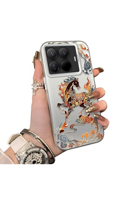 Mi 15t Pro Compatible Hard Acrylic Back Silicone Edge Lens Protection Case Horse Patterned