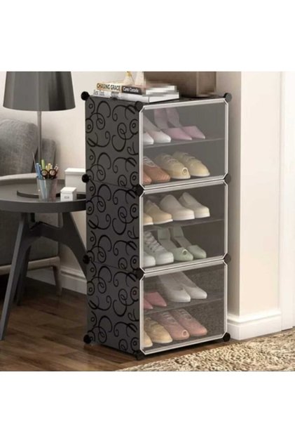 Suport Premium modular pentru incaltaminte, Ruhhy, set 3 module, usi transparente, cuier integrat