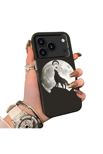 iPhone 17 Pro Compatible Hard Acrylic Back Silicone Edge Lens Protection Case Wild Wolf