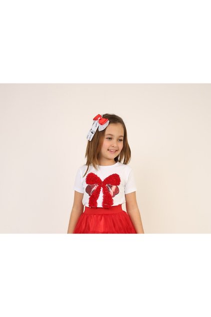 23 April Show Outfit - Girls' T-Shirt with Bow Pattern