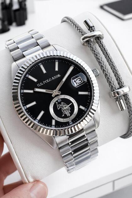 U.S.Polo Assn Steel Case and Cord 2-Year Warranty 3 Atm Water-Resistant Men's Wristwatch E.Pa1148-03