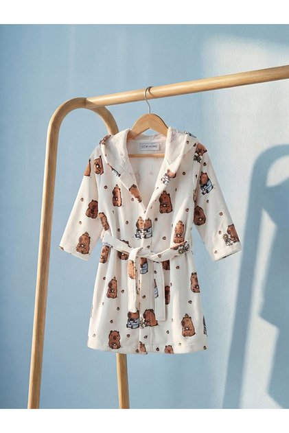 Mixed Animal Printed Children's Bathrobe with Cotton Pieces
