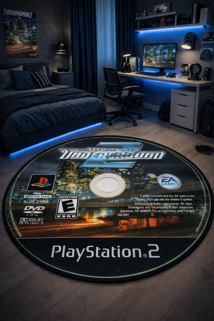 Non-Slip Sole Playstation Xbox Themed Machine Washable Gamer Youth Room Rug 180X180