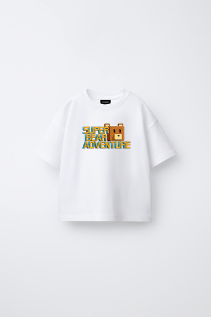 Super Bear Adventure Super Bear Printed Oversize 100% Cotton Short Sleeve Unisex Kids T-Shirt