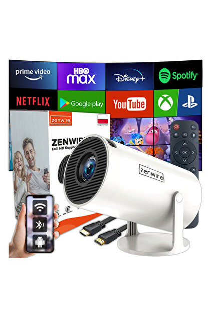 MINI PORTABLE PROJECTOR ANDROID 13 ROTATING PROJECTOR WiFi FULL HD 4K Bluetooth