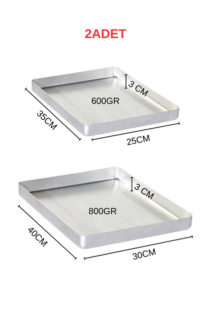 Set of 2 Aluminum Baklava Trays 25X35 and 30X40 cm 600-800 Gr