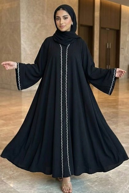 Premium Umbrella Women's Abaya Wide Sleeve V-neck Modest Daily Wear Full Close Casual Muslim Abayas