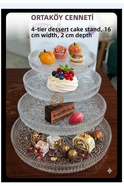 Tatli Pastry Plate 4 Pieces 16 cm Width 2 cm Leather Pieces High Quality Presentation Plate Rayan Brand