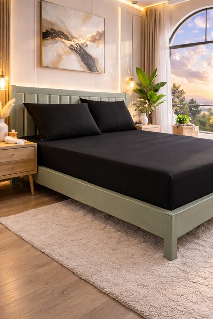 Double Elastic Sheet Set with Cotton Pillowcase - King Size