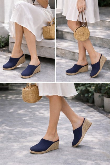 Women's Closed Toe Espadrille – Wedge Heel & Linen Slippers Model