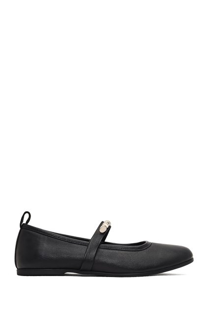 Women's Black Buckle Leather Ballerinas 25Afd204018