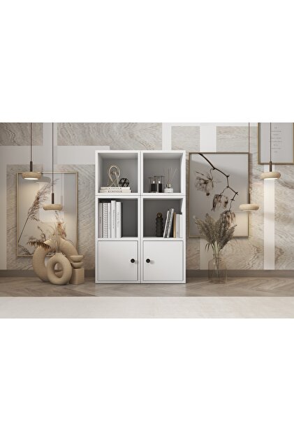 Kapakli Rafli Kitaplik 65 Cm Beyaz Ktp-1025-ç