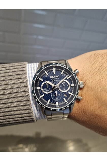 Seiko SEİKO - Lacivert Kadran Takvimli Çelik kordon,safir cam 10