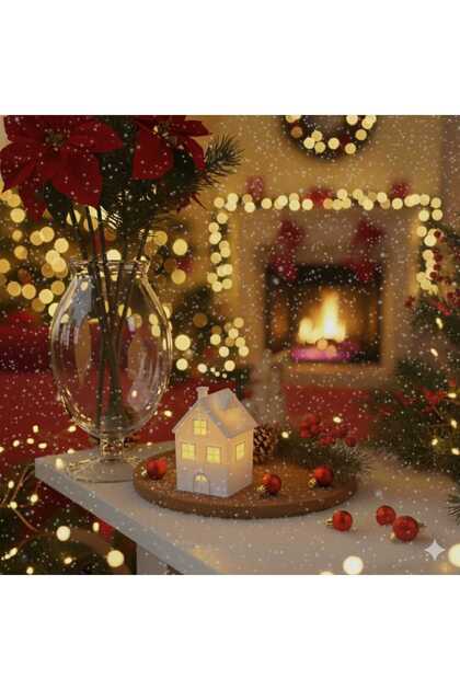Snowy Winter House Single - Decorative House and Christmas Ornaments - Christmas House Pine Tree Concept