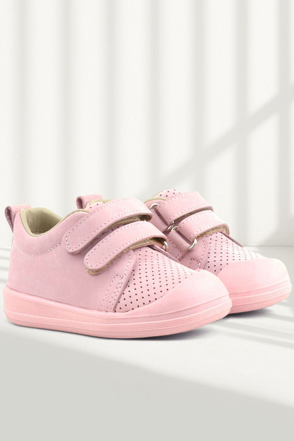 Sonic Genuine Leather Pink Velcro Anatomical Baby Sneakers Sneakers