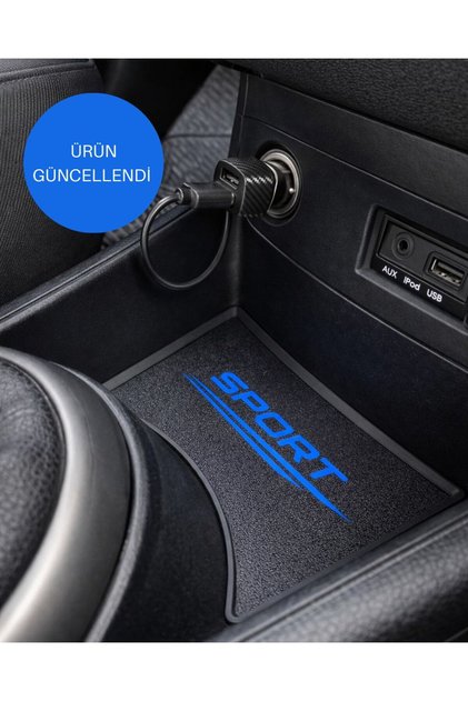 Hyundai I20 (Manual) 2008 - 2011 / 2011-2014 Compatible Cup Holder and Console Base Pad Set (Black-Blue)