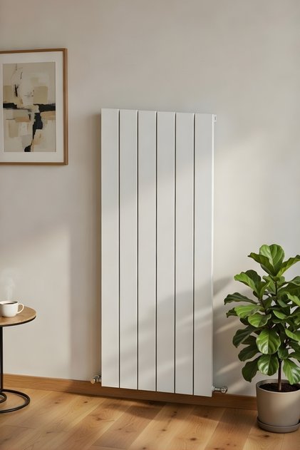 Hestia Alüminyum Dikey Radyatör 1250 X 540 Kırık Beyaz 6 Dilimli