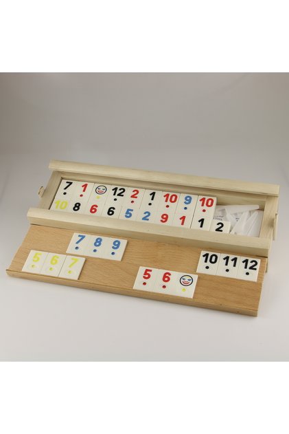 Joc remi / rummy "Piatra" Medias, lemn masiv, 106 piese