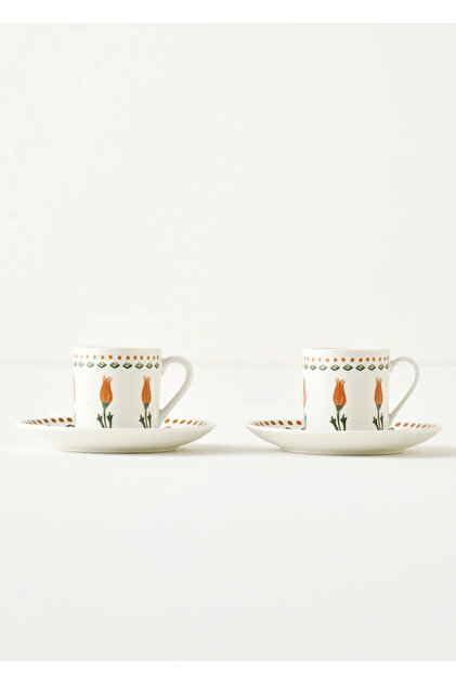 Tulip Porcelain 2-Piece Coffee Cup (90 cc)