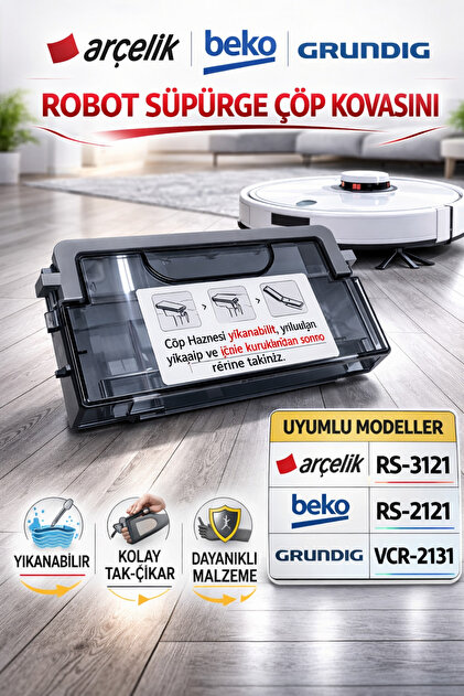 Arçelik Robot Süpürge Çöp Haznesi-rs-3121-rs-2121 -vcr-2131-çöp