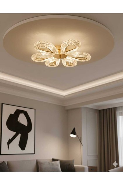 Gold Damla Model 6'lı Tavana Sıfır 3 Renk LED Modern Salon Avizesi