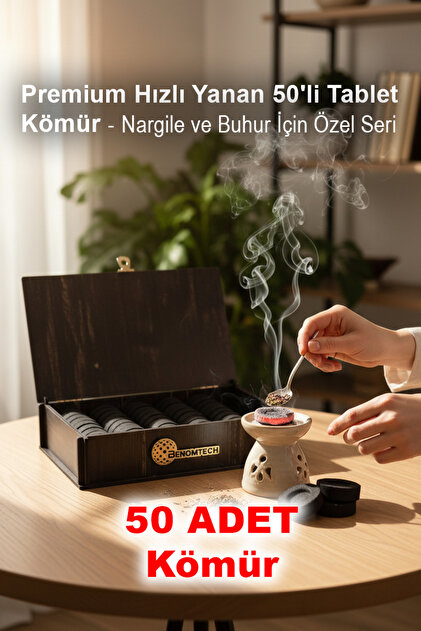 Premium Hızlı Yanan 50'li Tablet Kömür - Nargile ve Buhur İçin Özel Seri