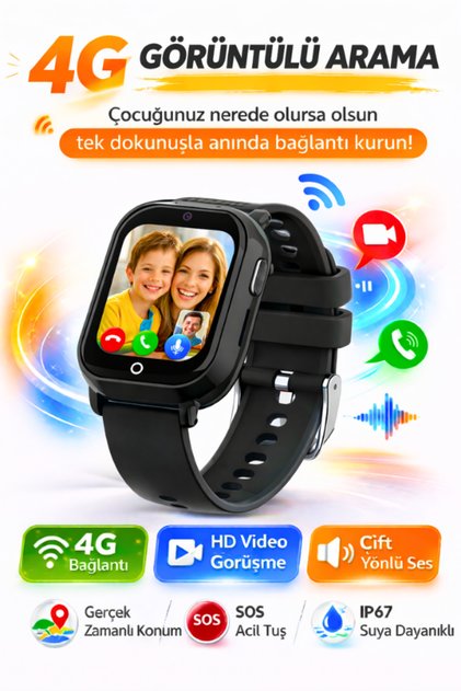 Sim Kartlı Wonlex Kt01 Akıllı Çocuk Saati Sesli-görüntülü Gürüşme Gps Konum Takip Btk Kayıtlı